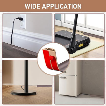 Floor Cord Cover Self Adhesive Cord Hider Floor Extension Cord Covers for Floor Power Cord Protector Cable Management Prevent Cable Trips Cable Cavity 0.51" W x 0.31" H (Brown Walnut Wood, 3.3Ft)
