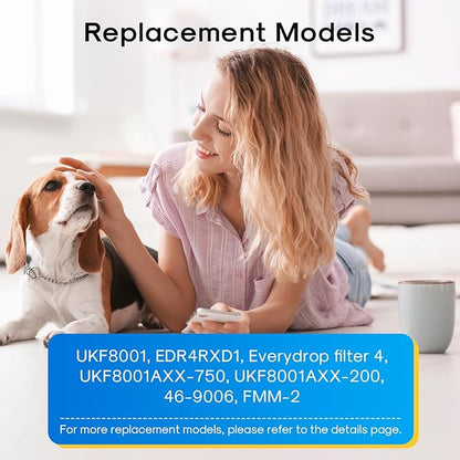 EXCELPURE UKF8001 Replacement for Whirlpool FILTER 4, EDR4RXD1, 4396395, WRX735SDBM00, RWF0900A, EFF-6007A, MFI2568AES, MFI2569VEM, RFC0900A, WF295, PURICLEAN II, Refrigerator Water Filter, 2PACK
