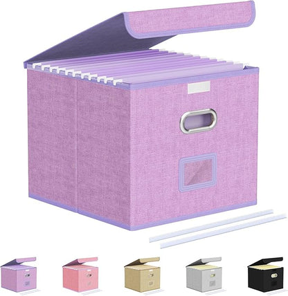 Oterri Lavender Portable Collapsible File Organizer Box for Office/Decor/Home - 1 Pack
