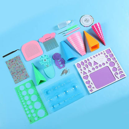 SparkFeng Handmade Paper Quilling Tool Kit, DIY Paper Craft Rolling Kit with Tweezers Beads Needle and Templates, Filigree Paper Craft Accessories for Card Making Scrapbooking Decoration
