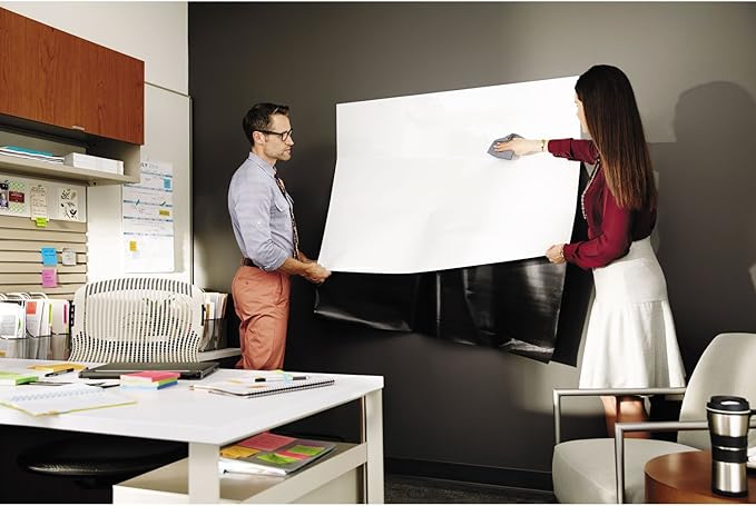Post-it Dry Erase Whiteboard Film Surface for Walls, Doors, Tables, Chalkboards, Whiteboards, and More, Removable, Stain-Proof, Easy Installation, 4 ft x 3 ft Roll (DEF4x3)