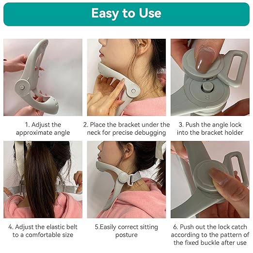 Agatige Neck Brace for Posture, 360 Degree Adjustable Neck Support Posture Spine Corrector Neck Brace Cervical Traction Device for Women and Men Cervical Spine Pressure Relief (1PCS)