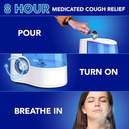 Vicks VapoSteam Lavender, Medicated Liquid Camphor Cough Suppressant, Helps with Cough Relief, Relaxation, and Comfortable Sleep, Compatible with Vicks Humidifiers & Vaporizers, 8 Oz