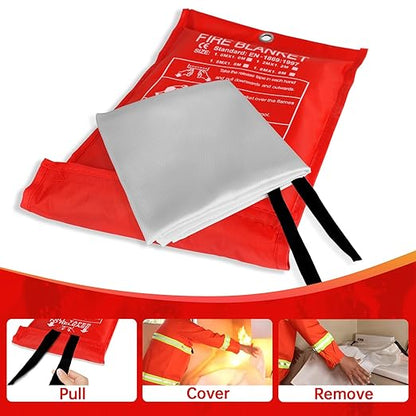 Fire Blanket - Thick Fire Blanket Fire Suppression Blanket - Fire Blankets Emergency for People - Fire Safety Blanket with Emergency Whistles - Fireblanket for Kitchen, Home