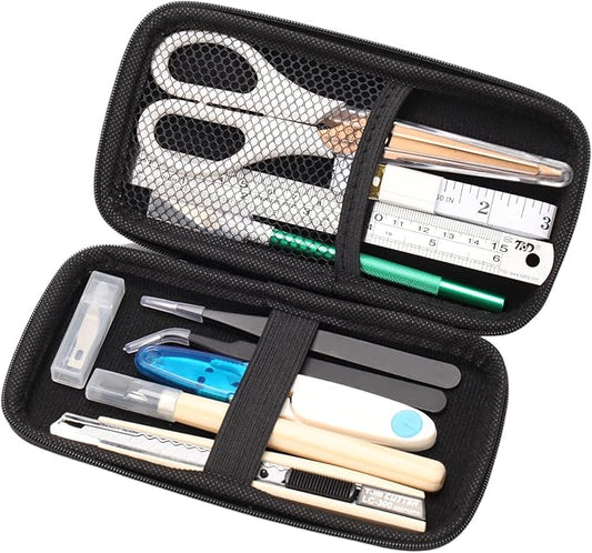 MILUSONG 9-in-1 Portable Tools Set Includes Scissors, Utility Knife, Craft Knife, Ruler, Tape Measure, Sewing Scissors, Tweezers DIY Tool Kit for The Household, Office
