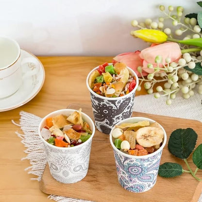 [300 Pack] 5 oz Mini Paper Cups, Small Mouthwash 5 OZ, Disposable Bathroom Cups, Paper Coffee Cups 5 Ounce for Bathroom, Supermarket, Birthday Party, Travel, Events, Picnic, BBQ (Paisley)