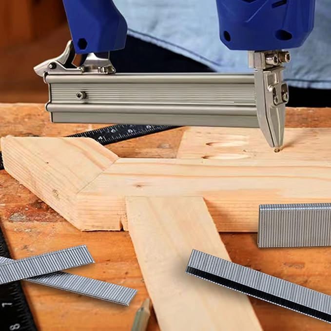 HW HAMWOO 18 Gauge 1/4" Narrow Crown Staples and Brad Nails,Galvanized Nail Assorted, Suitable for Most Brand of 18 GA Pneumatic and Electric Brad Nailer(1/2",3/4",1"& 5/8",1",1-1/4":4200Pcs)