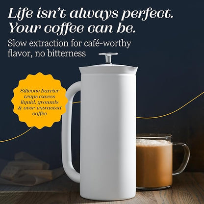 ESPRO P7 French Press Coffee Maker - Double-Walled Stainless Steel Insulated with Micro-Filter, 32 Ounces, Matte White