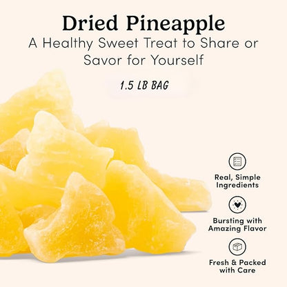 Nuts.com – Dried Pineapple Chunks – Sweet & Tart Treat for Adults & Kids, Good Source of Bromelain – Vegan, Gluten-Free & Kosher Pareve – 1.5 Pound Bag