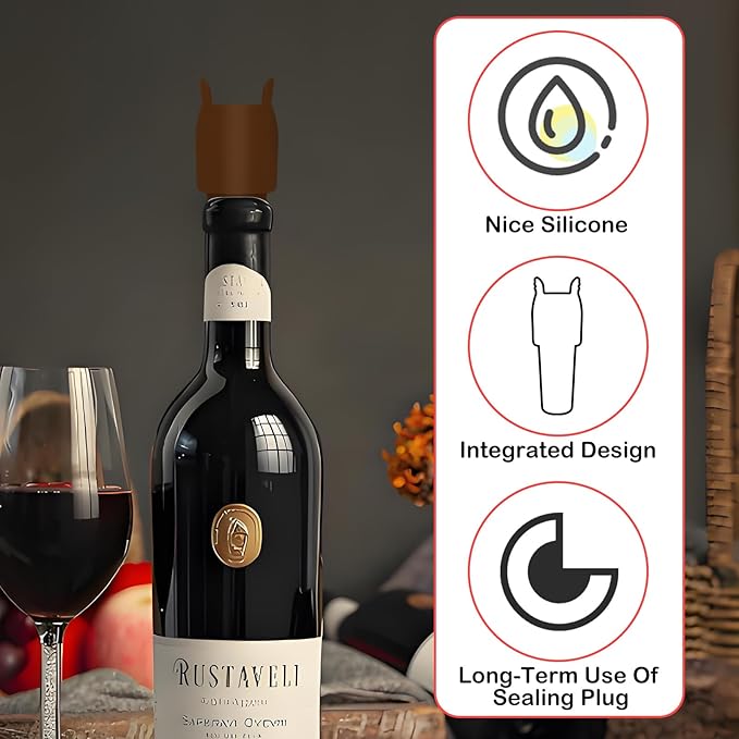 8Pcs Reusable Sparkling Wine Bottle Stoppers, Silicone Wine Seal Stoppers with Handle Double Sealed Wine Bottle Stoppers 4 Colors Wine Stoppers, Wine Bottle Sealers for Wine Beer Champagne Bottles