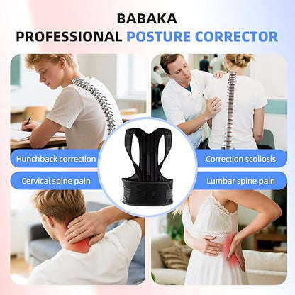 babaka Posture Corrector for Women and Men, Adjustable Full Back Support, Upper and Lower Back Pain Relief, Back Brace, Shoulder Straightener, Scoliosis, Hunchback, Thoracic, Spine Corrector (Small, Waist: 25''-31'')