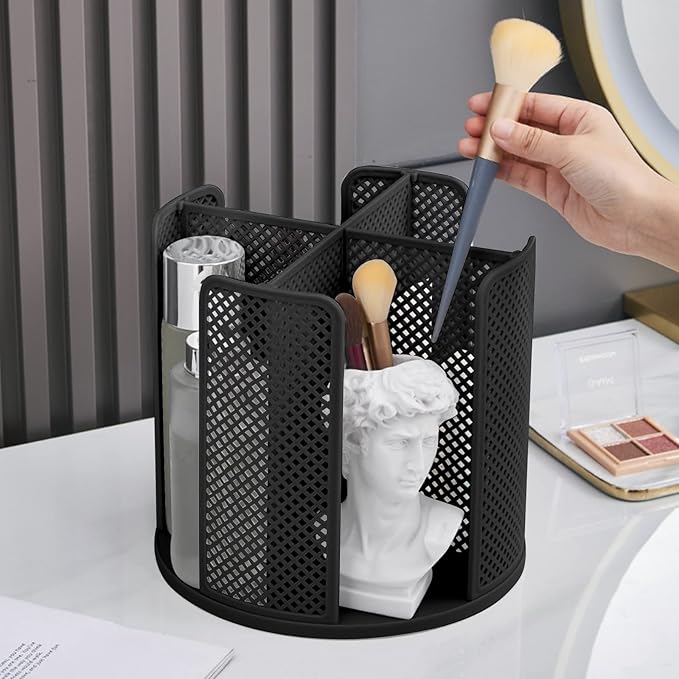 Cup and Lid Organizer Cup Dispenser Coffee Cup Organizer Paper Cup Holder Rotating for Bathroom, Restaurant, Break Room, Coffee Station, Bar, Buffet, Kitchen Cabinet, Countertop,4 Compartment