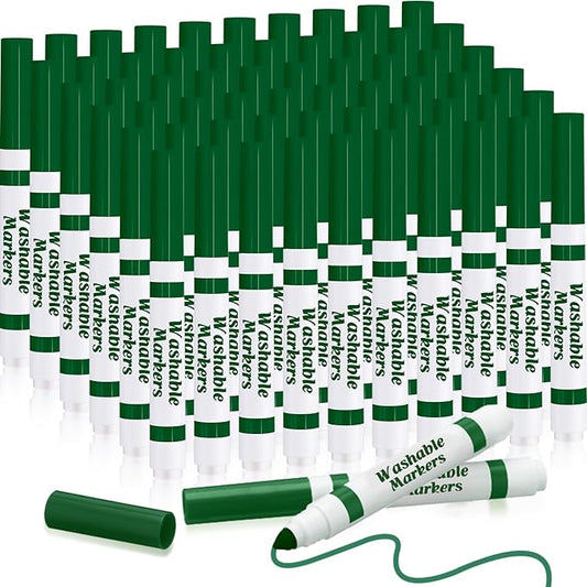 Janlaugh 60 Pcs green Washable Markers Bulk Coloring Broad Line Markers for Kids Conical Tip green drawing pens for Classroom Back to School travel Art baby shower gender reveal Supplies, Ages 6+
