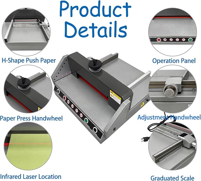A4 Desktop Electric Paper Cutter 1.57in Cutting Thickness 13in Width Paper Trimmer with Infrared Protection for Office, School, Printing Plant