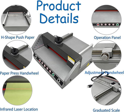 A4 Desktop Electric Paper Cutter 1.57in Cutting Thickness 13in Width Paper Trimmer with Infrared Protection for Office, School, Printing Plant
