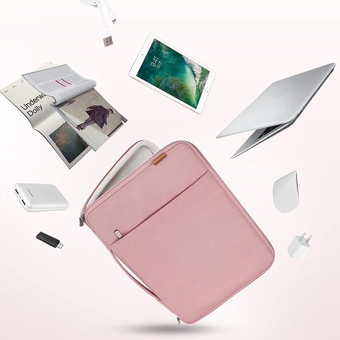 DOMISO 17.3 inch Laptop Sleeve Case Water Resistant Shockproof Protective Computer Bag for 17.3" Notebook/IdeaPad/LG Gram/HP Pavilion Envy 17/MSI with Accesory Bag,Pink