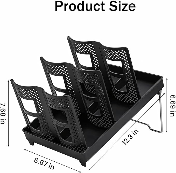Paper Cup Dispenser, Cup and Lid Holder with 6 Slots, Disposable Coffee Cup Storage Organizer for Countertop, Office, Home, Breakroom, Restaurant, Coffee Station (Black)