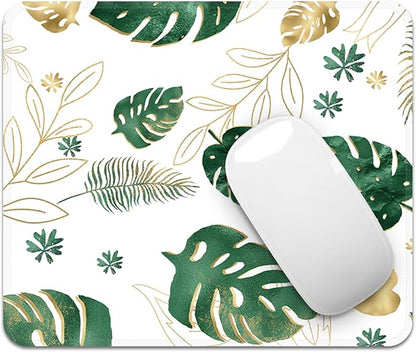 Square Mouse Pad with Stitched Edge, Premium Mousepad Washable Cloth. Computer Mouse Pad with Non-Slip Rubber Base, Mouse Pads for Computers Laptop Mouse 9.25x7.75x0.12 inch-Plantain