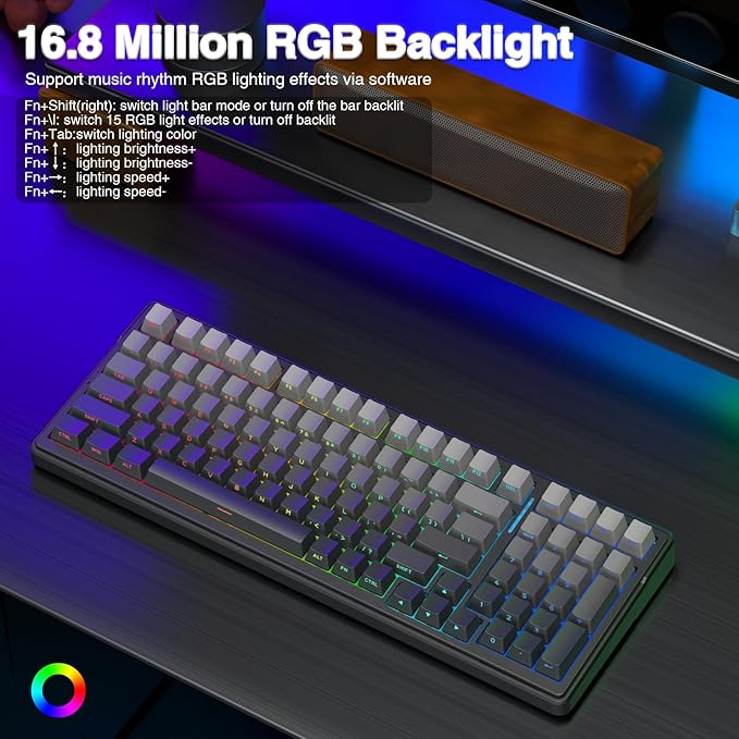 AULA F99 Pro Wireless Mechanical Keyboard,Gasket Structure Hot Swappable Custom Keyboard,RGB Backlit,Creamy Sound,Side Printed PBT Keycaps,2.4GHz/USB-C/BT5.0 Computer Gaming Keyboards