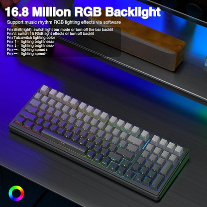 AULA F99 Pro Wireless Mechanical Keyboard,Gasket Structure Hot Swappable Custom Keyboard,RGB Backlit,Creamy Sound,Side Printed PBT Keycaps,2.4GHz/USB-C/BT5.0 Computer Gaming Keyboards