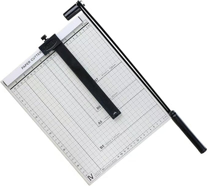 12-Inch Heavy Duty Guillotine Paper Cutter, 12 Sheet Capacity, Self-Sharpening Blade & Safety Lock, Paper Trimmer for Cardstock, Photos, Craft Paper for Office, School, Home Use (White)