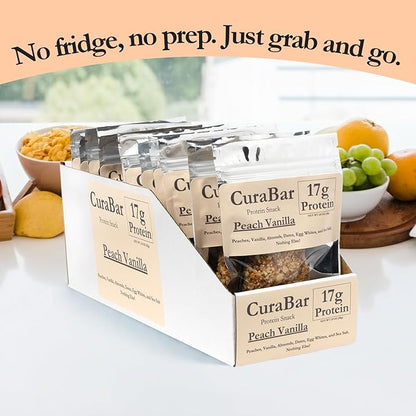 CuraBar Protein Bars – Peach Vanilla, 17g Protein, Low Carb, Gluten Free, Dairy Free, Healthy Snack, Seed Oil Free, No Artificial Ingredients, 12 Count