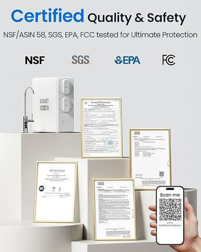 U1 Pro Reverse Osmosis System, 800GPD Tankless Reverse Osmosis Water Filter, 10-Stage Under Sink RO Water Filtration System, NSF/ANSI 42&58 Certified with Smart LED Faucet, 3:1 Pure to Drain