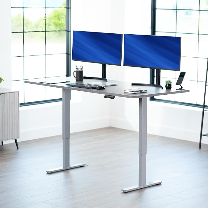 VIVO Electric 71 x 36 in Standing Desk, Memory Height Adjustment, 1B Series, Dark Gray Top Gray Frame, DESK-KIT-1G7G-36
