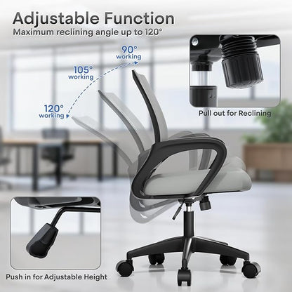 Athena Collection Office Chair - 330Lbs, 2 Packs Breathable Mesh Desk Chair Thickness Cushion with Lumbar Support & Armrest, Rolling Swivel Adjustable Tilt Lock for Home Office/Gaming, Bedroom Study