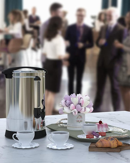 100 Cup Commercial Coffee Urn - 14l Large Capacity Stainless Steel Coffee Maker, Fast Brew/Rapid Extraction with Automatic Temperature Control & Faucet, Food-Grade 304 Hot Coffee/Hot Water Dispenser