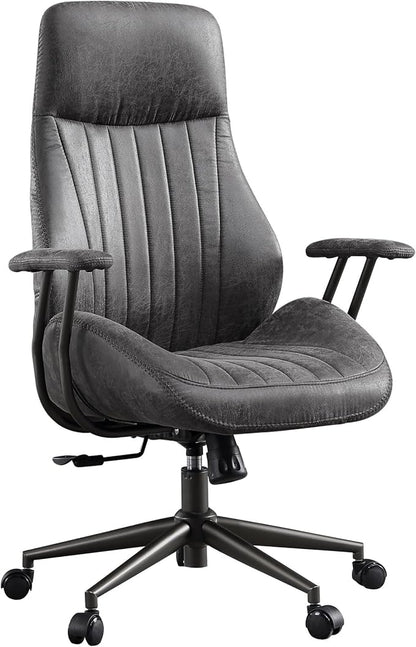 High Back Padded Headrest Office Chair, Ergonomic Executive Office Chair with Lumbar Support, Adjustable Height Home Office Desk Chair with Armrests, Rolling Swivel Computer Gaming Chair,Dark Grey