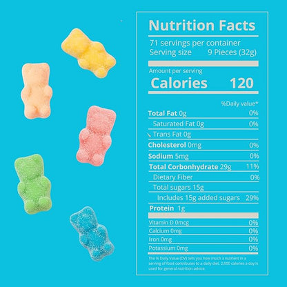 Kervan Candy Bebeto Neon Gummy Bears - Fruity, Soft & Sour Gummy Candy Bulk for Kids, Gift Snacks and Parties - Neon Gummy Bears Candy Party Size Bag (5 lbs)