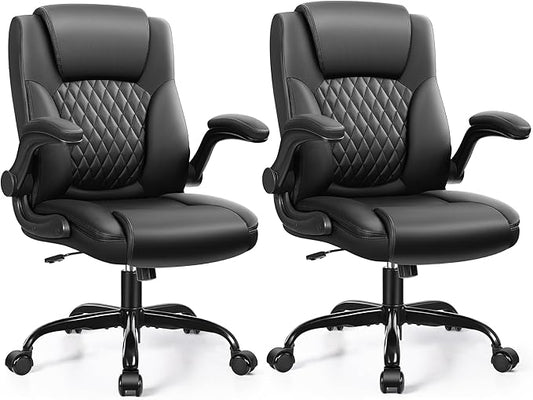 Leather Office Chair, PU Home Computer Desk Chairs with Ergonomic Back Support, 360°Swivel Free，Small Gaming Chair with Wheels and Adjustable Armrests, for Short People Use