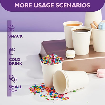 8 oz White Paper Coffee Cups, Disposable Hot Cups for Coffee, Tea, Cocoa, Water, 400 Pack