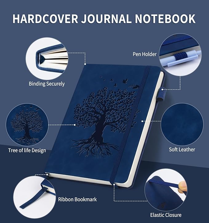 6 Pack Lined Journal Notebook for Women Men, A5 Hardcover Leather Journals for Writing, 200 Pages Thick Paper, Daily Journal Notebook for Work, School, Note Taking, Business, Travel, College Ruled