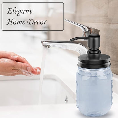 2-Pack Mason Jar Soap Dispenser - 16 oz Thick Clear Glass Soap Dispenser with Rust Proof Stainless Steel Pump and Lid for Liquid/Dish Soap/Lotion, Refillable Dispensers for Kitchen Bathroom Countertop