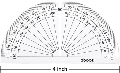 eBoot 28 Pack Clear 180 Degree Plastic Protractors for Angle Measurement, 10 cm