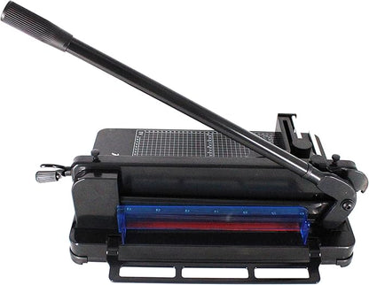 Heavy Duty Guillotine Paper Cutter - 400 Sheets Capacity, A4 12" Stack Paper Trimmer, Steel Base, Black