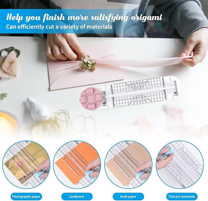 4-in-1 Multi-Function Paper Trimmer,Bidirectional Papers Cutter,Bidirectional Rotary Paper Cutter for A4/Photo/Card, for Daily Manual and Office Use (Blue+Green)