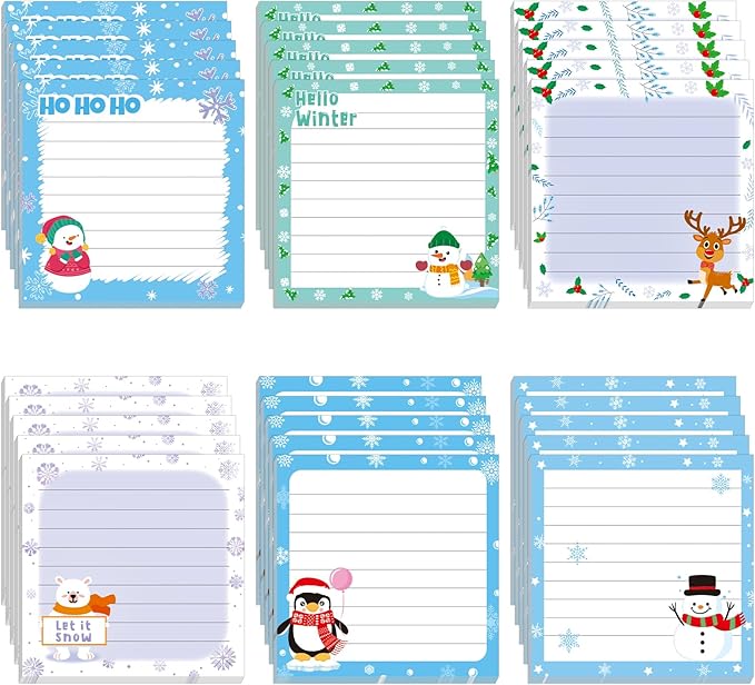 30 Pack Winter Sticky Notes- 600 Sheets Snowman Notepads for Winter Appreciation Gifts Christmas Notes Message Reminder School Supplies