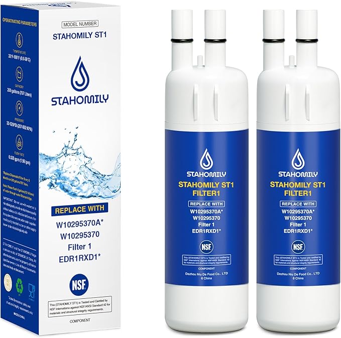 EDR1RXD1 Water Filter Replacement for Whirlpool, Everydrop Filter 1, W10295370a, WHR1RXD1, KAD1RXD1, Compatible with Kenmore 46-9930, 46-9081, 2 Pack