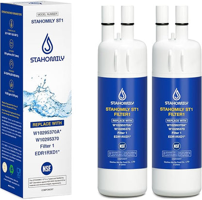 EDR1RXD1 Water Filter Replacement for Whirlpool, Everydrop Filter 1, W10295370a, WHR1RXD1, KAD1RXD1, Compatible with Kenmore 46-9930, 46-9081, 2 Pack