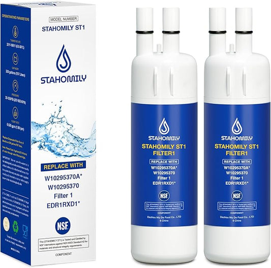 EDR1RXD1 Water Filter Replacement for Whirlpool, Everydrop Filter 1, W10295370a, WHR1RXD1, KAD1RXD1, Compatible with Kenmore 46-9930, 46-9081, 2 Pack