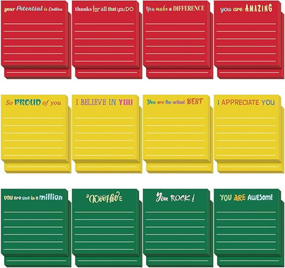 Yinder 24 Pcs Inspirational Sticky Notes Christmas Stocking Stuffers Motivational Sticky Notes Pad Employee Appreciation Gift Bulk for Teacher Nurse Coworker Office 3 x 3'' (Appreciation,Xmas Color)