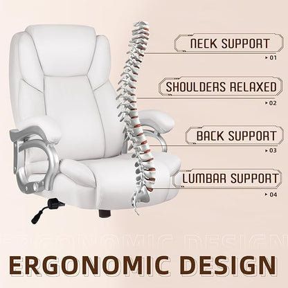 OFIKA Big and Tall Office-Chair 500lbs - Adjustable Lumbar Support, Office Chair for Heavy People, Heavy Duty High Back Executive with Wide Seat and Quiet Rubber Wheels