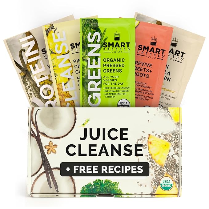 SMART Pressed Juice 3-Day Organic Juice Cleanse | Healthy Detox Program | Vegan Vanilla Protein, Cold-Pressed Greens, Beets & Pineapple Chia Cleanse | High Fiber & Vegan