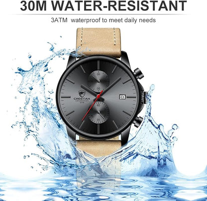 GOLDEN HOUR Mens Watch Fashion Sleek Minimalist Quartz Analog Mesh Stainless Steel Waterproof Chronograph Watches for Men with Auto Date