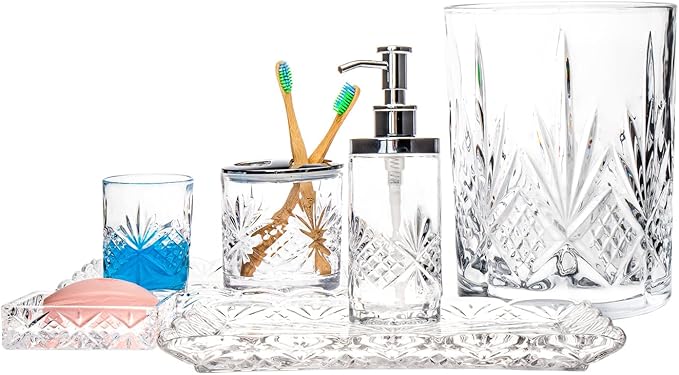 Godinger Bathroom Tumbler Cup Glass, Water Glass, Toothbrush Holder - Dublin Crystal Collection, 7oz