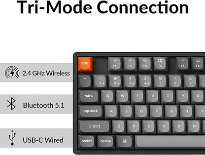 Keychron K8 Max TKL Wireless Mechanical Keyboard, QMK 2.4 GHz/Bluetooth 5.1/Wired with Aluminum Frame, RGB Backlit Hot-Swappable Programmable Keychron Super Red Switch for Mac Windows Linux