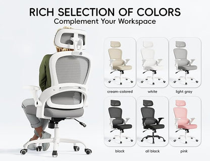 TRALT Office Chair - Ergonomic Office Chair with Back Support, Computer Chair - Home Office Desk Chairs, 330lbs Wide Seat Big and Tall Office Chairs with Headrest, Comfy Desk Chairs (Grey)